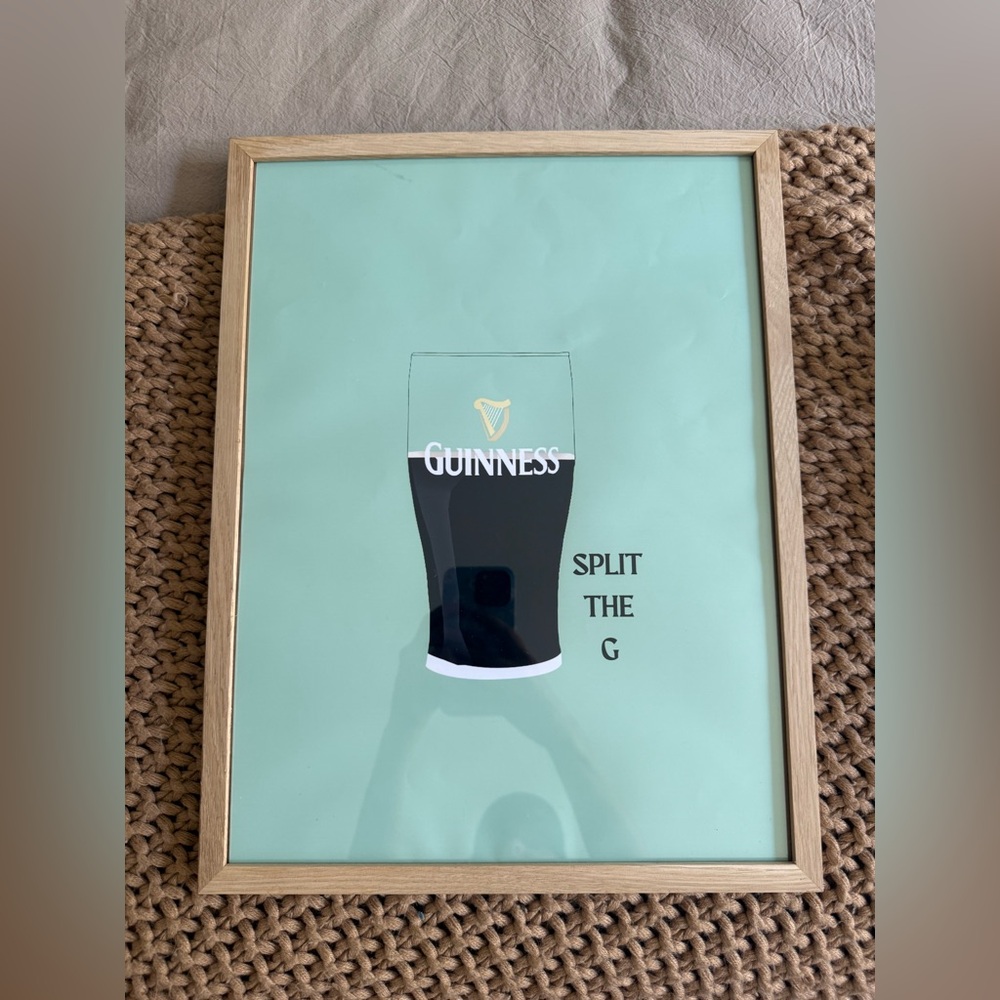 Guinness Pint Art with Black and Gold Accents